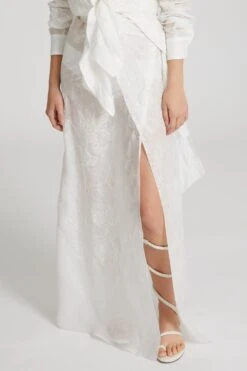 ERMANNO SCERVINO Handmade Ramie Pareo Skirt With Floral Embroidery -Angelina Store D464O606FWF 10602 03