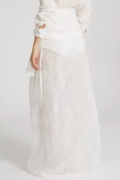 ERMANNO SCERVINO Handmade Ramie Pareo Skirt With Floral Embroidery -Angelina Store D464O606FWF 10602 04