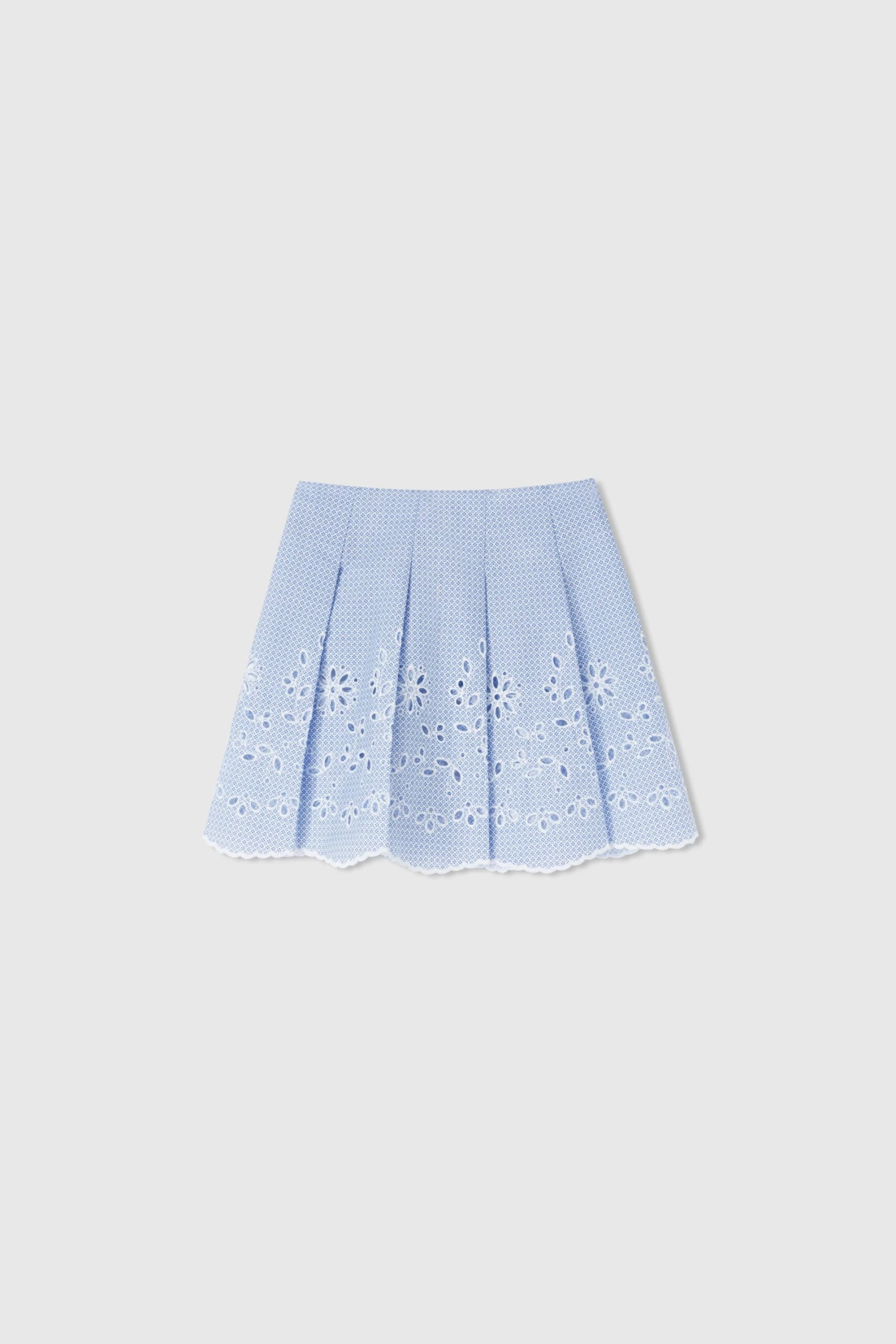 ERMANNO SCERVINO Pure Cotton Short Skirt With Tie Print And Sangallo Lace On The Bottom 3 ERMANNO SCERVINO Pure Cotton Short Skirt With Tie Print And Sangallo Lace On The Bottom