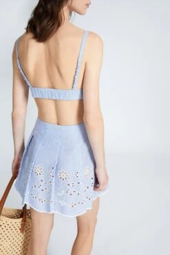 ERMANNO SCERVINO Pure Cotton Short Skirt With Tie Print And Sangallo Lace On The Bottom 11 ERMANNO SCERVINO Pure Cotton Short Skirt With Tie Print And Sangallo Lace On The Bottom -Angelina Store D464O700NTK R4601 05