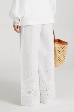 ERMANNO SCERVINO Soft Linen Trousers With Drawstring Waist And Handmade Embroidery -Angelina Store D464P302NZR 10602 05 e4450f90 050c 44ab 97b6 316c53d5ec84