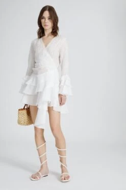 ERMANNO SCERVINO Ramie Kimono Dress With Flounced Skirt And Sleeves 10 ERMANNO SCERVINO Ramie Kimono Dress With Flounced Skirt And Sleeves -Angelina Store D464Q628FWF 10602 04 5df1d89b f516 4d43 abdf 9fe28e46195c