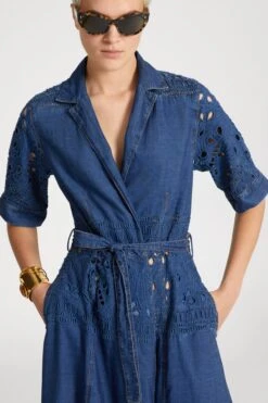 ERMANNO SCERVINO Long-sleeved Midi Chemise Dress With Floral And Geometric Sangallo Lace Details And Sash At Waist 10 ERMANNO SCERVINO Long-sleeved Midi Chemise Dress With Floral And Geometric Sangallo Lace Details And Sash At Waist -Angelina Store D464Q702KOX 94037 04 8efffd4d 2058 451f 96bf 73da7ad8cfe8