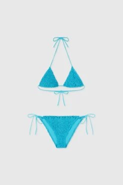 ERMANNO SCERVINO Aqua Green Macrame Lace Triangle Bikini
