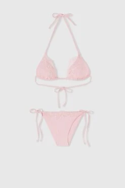 ERMANNO SCERVINO Light Pink Bikini With Triangle And Chantilly Lace