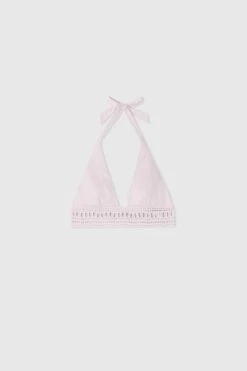 ERMANNO SCERVINO Triangle Top With Halter Neckline And Matching Sangallo Detail And Floral Embroidery