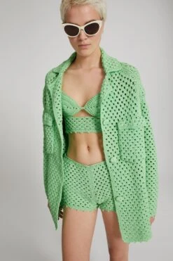 ERMANNO SCERVINO Caban In Crochet Cotton Knit, Buttons And Front Pockets -Angelina Store D465D702FMUJH 30221 03 35ee805c 43a1 466f 97d2 ef6ac68659b5