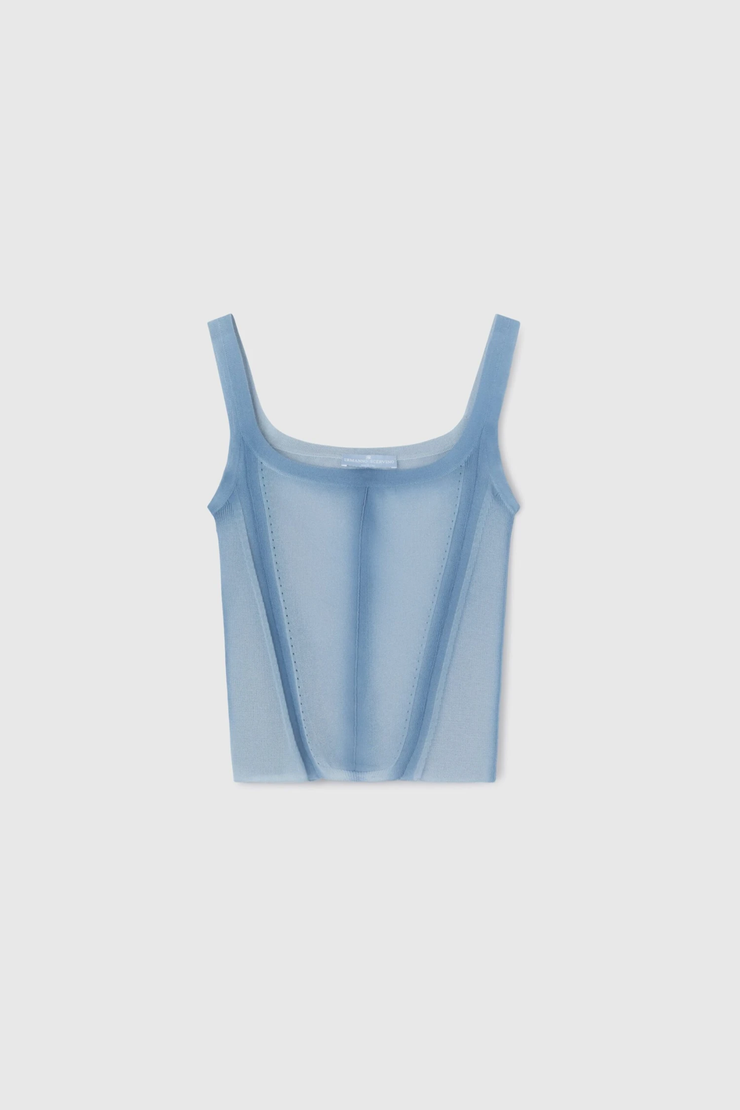 ERMANNO SCERVINO Cotton Blend Tank Top With Organza Effect And Shaded Print 3 ERMANNO SCERVINO Cotton Blend Tank Top With Organza Effect And Shaded Print