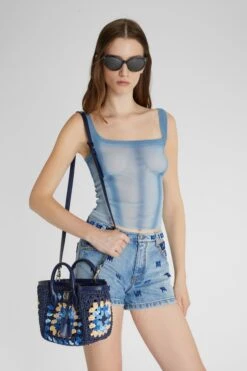 ERMANNO SCERVINO Cotton Blend Tank Top With Organza Effect And Shaded Print 9 ERMANNO SCERVINO Cotton Blend Tank Top With Organza Effect And Shaded Print -Angelina Store D465L302STEKR S4620 03