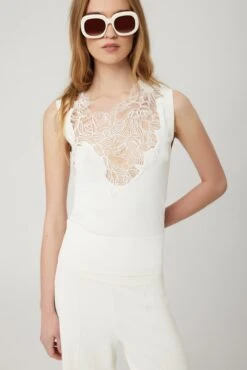 ERMANNO SCERVINO Viscose Blend Top With Lace -Angelina Store D465L332APLGIKT 14800 03