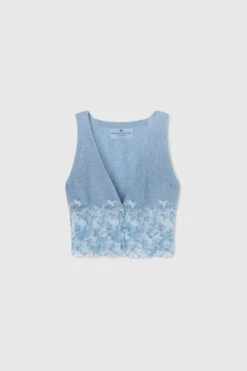 ERMANNO SCERVINO Boxy Vest Top In Pure Cashmere With Lace