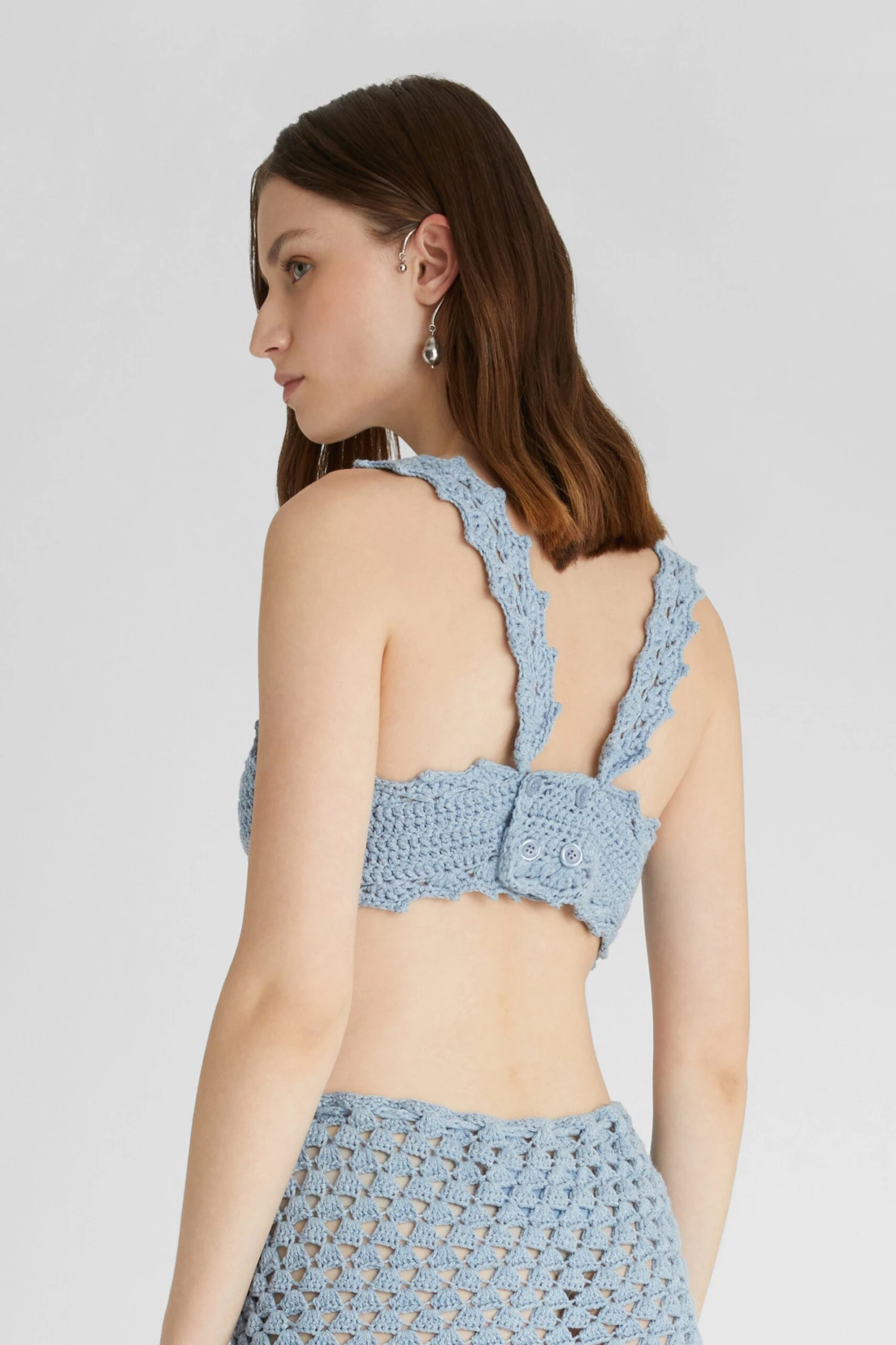 ERMANNO SCERVINO Light Blue Bra In Pure Cotton Handmade 6 ERMANNO SCERVINO Light Blue Bra In Pure Cotton Handmade - Image 4