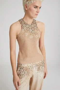 ERMANNO SCERVINO Pure Cotton Knitted Tank Top With Crystals -Angelina Store D465L700ERRXV 41112 03 b9122f59 e02b 4d83 983a 1782d6a6124d