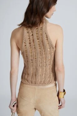 ERMANNO SCERVINO Cotton Knit Top With Crystals And Halterneck -Angelina Store D465L720CTEHX 41112 03