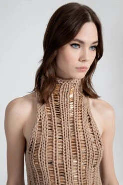 ERMANNO SCERVINO Cotton Knit Top With Crystals And Halterneck -Angelina Store D465L720CTEHX 41112 05 1831d434 74ad 48d2 95da d92854ef6e6d