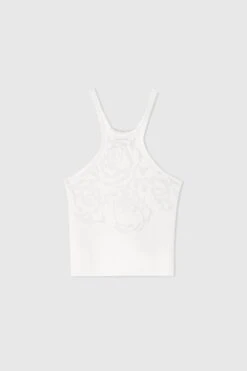 ERMANNO SCERVINO Cotton Blend Knit Top With Devore Rose