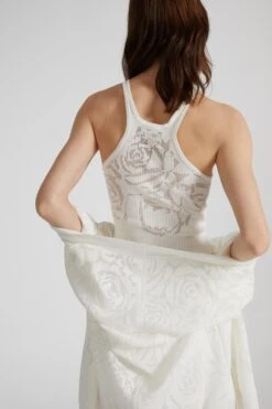 ERMANNO SCERVINO Cotton Blend Knit Top With Devore Rose -Angelina Store D465L731EJZ 11001 04 20 1