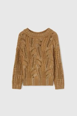 ERMANNO SCERVINO Cotton Blend Sweater With Braids, Nets And Crystals