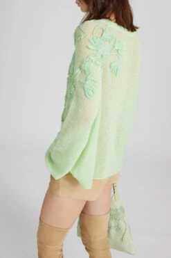 ERMANNO SCERVINO Cashmere Sweater With Long Sleeves And Three-dimensional Floral Embroidery Made By Hand -Angelina Store D465M717RPYI 30221 04