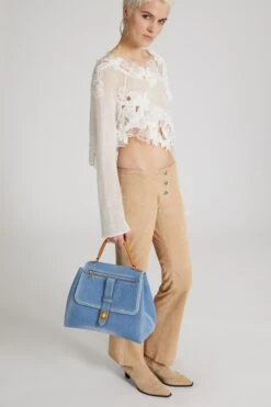 ERMANNO SCERVINO Pure Cashmere Crop Sweater With Long Sleeves And Three-dimensional Floral Embroidery Made By Hand -Angelina Store D465M718APRPYI 11001 03