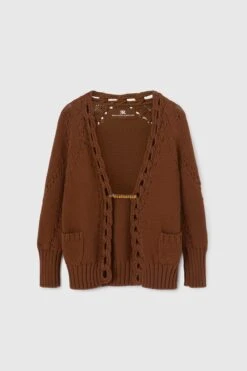 ERMANNO SCERVINO Pure Cotton Cardigan With Hand-made Crochet Details And Crystal Pin