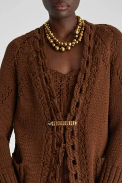 ERMANNO SCERVINO Pure Cotton Cardigan With Hand-made Crochet Details And Crystal Pin -Angelina Store D465N314OQI 91230 05