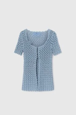 ERMANNO SCERVINO Pure Cotton Cardigan Handmade With Crochet Flower Application