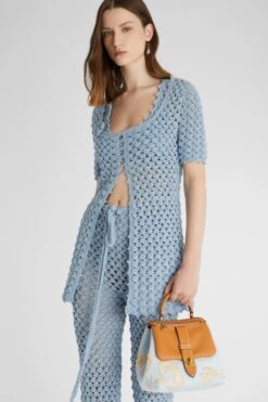 ERMANNO SCERVINO Pure Cotton Cardigan Handmade With Crochet Flower Application -Angelina Store D465N322FMTJJ M4605 03