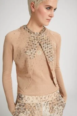 ERMANNO SCERVINO Knitted Cotton Cardigan With Hand-embroidered Micro Crystals -Angelina Store D465N700RRXV 41112 02 bf0774e4 0c35 4e39 b347 041d4c8d0147