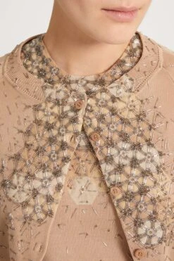 ERMANNO SCERVINO Knitted Cotton Cardigan With Hand-embroidered Micro Crystals -Angelina Store D465N700RRXV 41112 04 07db03ce ce7a 4d15 baf5 ce44eb52217f