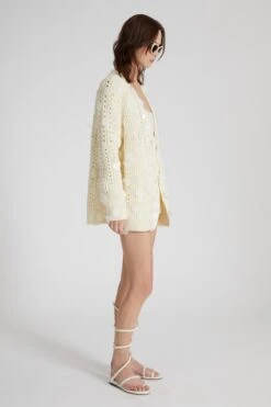 ERMANNO SCERVINO Cotton Knit Cardigan With Pearl Stitch And Sequins -Angelina Store D465N705CPSQE 10105 03 4cd68751 d0cb 426a 9946 3e2e9876c03c