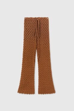 ERMANNO SCERVINO Brown Trousers In Pure Cotton With Hand-made Crochet Work