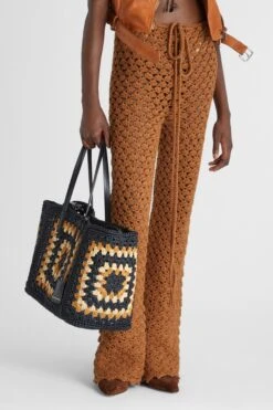 ERMANNO SCERVINO Brown Trousers In Pure Cotton With Hand-made Crochet Work -Angelina Store D465P304FMTJJ 91230 03