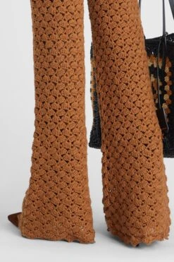 ERMANNO SCERVINO Brown Trousers In Pure Cotton With Hand-made Crochet Work -Angelina Store D465P304FMTJJ 91230 05