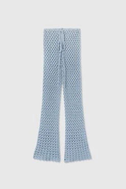ERMANNO SCERVINO Light Blue Trousers In Pure Cotton With Hand-made Crochet Work