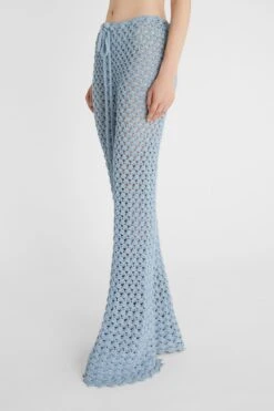 ERMANNO SCERVINO Light Blue Trousers In Pure Cotton With Hand-made Crochet Work -Angelina Store D465P304FMTJJ M4605 03