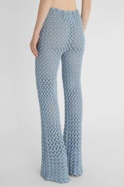 ERMANNO SCERVINO Light Blue Trousers In Pure Cotton With Hand-made Crochet Work -Angelina Store D465P304FMTJJ M4605 04