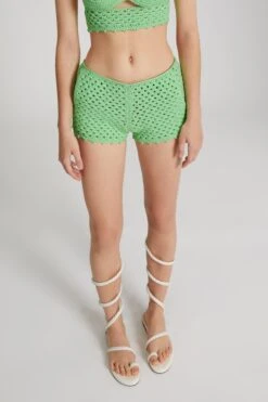 ERMANNO SCERVINO Pistachio Green Cotton Crochet Knit Shorts -Angelina Store D465P705FMUJH 56310 03