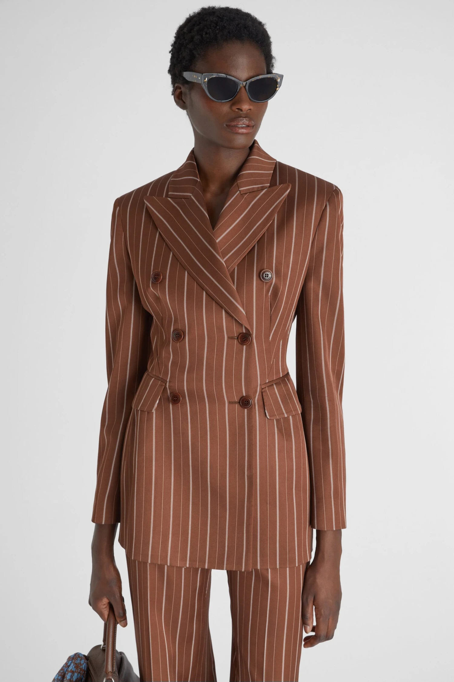 ERMANNO SCERVINO Double-breasted Sculptural Blazer With Pinstripe Pattern 4 ERMANNO SCERVINO Double-breasted Sculptural Blazer With Pinstripe Pattern - Image 2