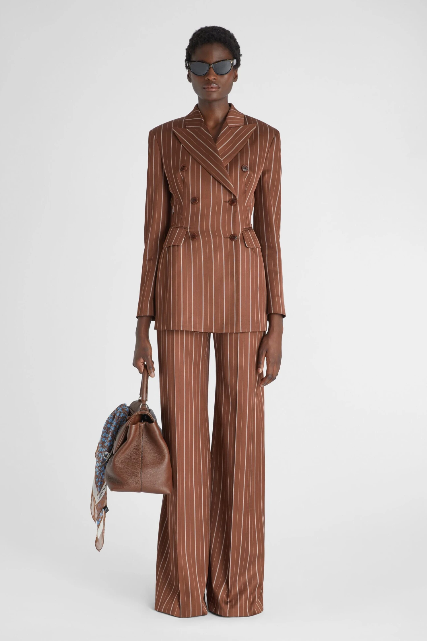 ERMANNO SCERVINO Double-breasted Sculptural Blazer With Pinstripe Pattern 5 ERMANNO SCERVINO Double-breasted Sculptural Blazer With Pinstripe Pattern - Image 3