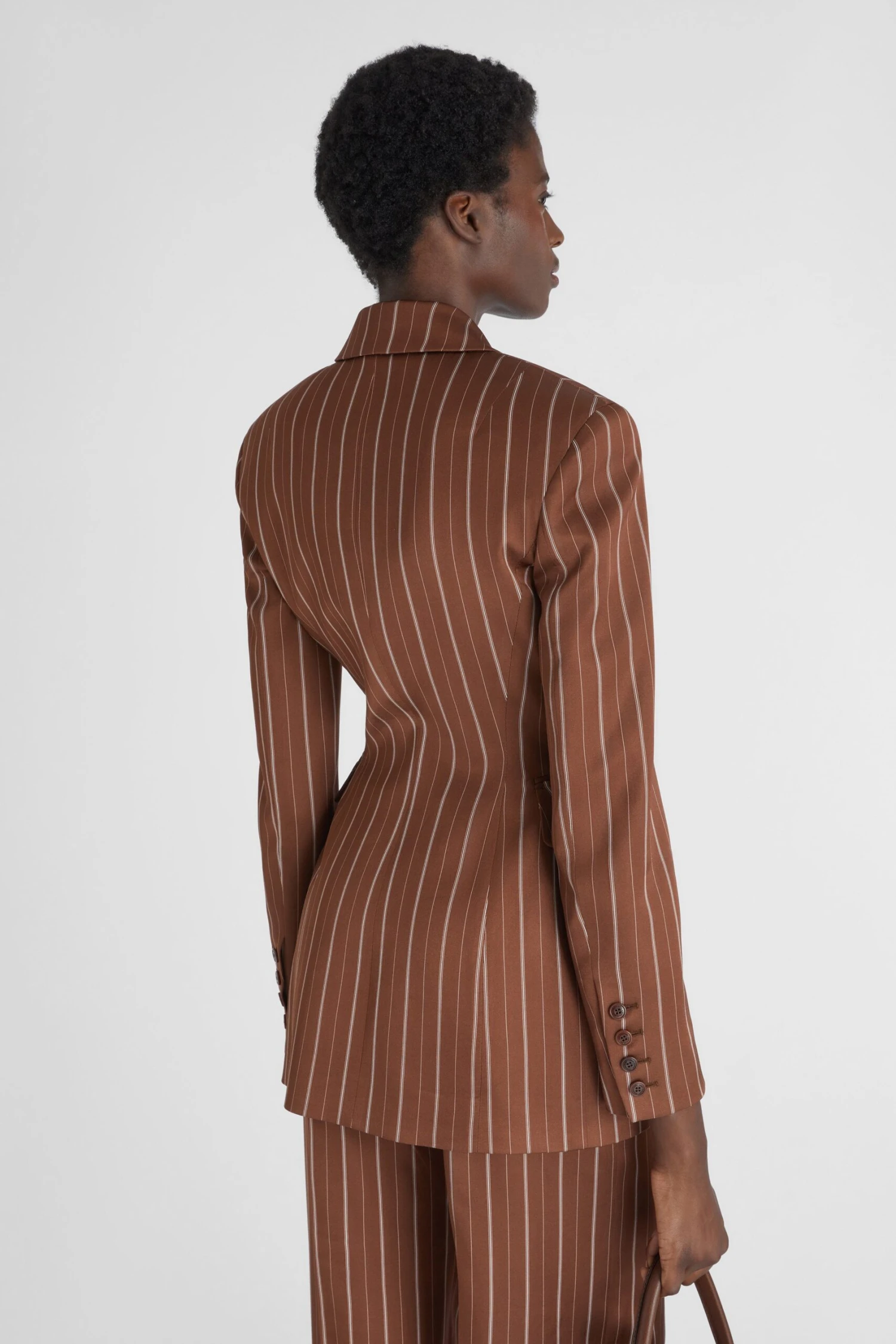 ERMANNO SCERVINO Double-breasted Sculptural Blazer With Pinstripe Pattern 6 ERMANNO SCERVINO Double-breasted Sculptural Blazer With Pinstripe Pattern - Image 4