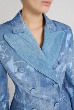 ERMANNO SCERVINO Double-breasted Jacket In Devore Viscose With Rose Motif, With Denim Print 9 ERMANNO SCERVINO Double-breasted Jacket In Devore Viscose With Rose Motif, With Denim Print -Angelina Store D466I722YSH S4217 03 a9d7768d 8350 4d80 b1da 24605362540b