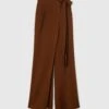 ERMANNO SCERVINO Asymmetric Palazzo Trousers With Sash In Satin-effect Cady 1 ERMANNO SCERVINO Asymmetric Palazzo Trousers With Sash In Satin-effect Cady -Angelina Store D466P303QMY 91230 01