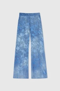 ERMANNO SCERVINO Palazzo Trousers In Silk Blend Devore With Floral Motif