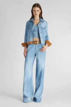 ERMANNO SCERVINO Jacket In Marocain Denim Print And Suede Cuff Interior -Angelina Store D467I342EMY S4217 03 329353d1 01ef 4c1e a2dd 3fce5a42197d