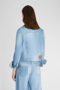 ERMANNO SCERVINO Jacket In Marocain Denim Print And Suede Cuff Interior -Angelina Store D467I342EMY S4217 04 af9e8899 499f 4324 99a8 8fe344ccec27