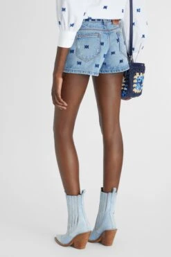 ERMANNO SCERVINO Denim Shorts With Allover Hand-made Geometric Embroidery -Angelina Store D467P324RCFKV 94037 04