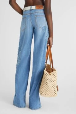 ERMANNO SCERVINO Palazzo Jeans With Handmade Denim Lace Application -Angelina Store D467P367APFRQ 94037 04