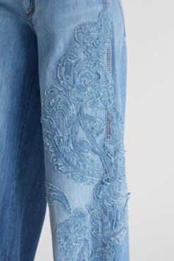 ERMANNO SCERVINO Palazzo Jeans With Handmade Denim Lace Application -Angelina Store D467P367APFRQ 94037 05