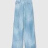 ERMANNO SCERVINO Palazzo Trousers In Marocain Denim Print Medium Wash 2 ERMANNO SCERVINO Palazzo Trousers In Marocain Denim Print Medium Wash -Angelina Store D467P367EMY S4217 01